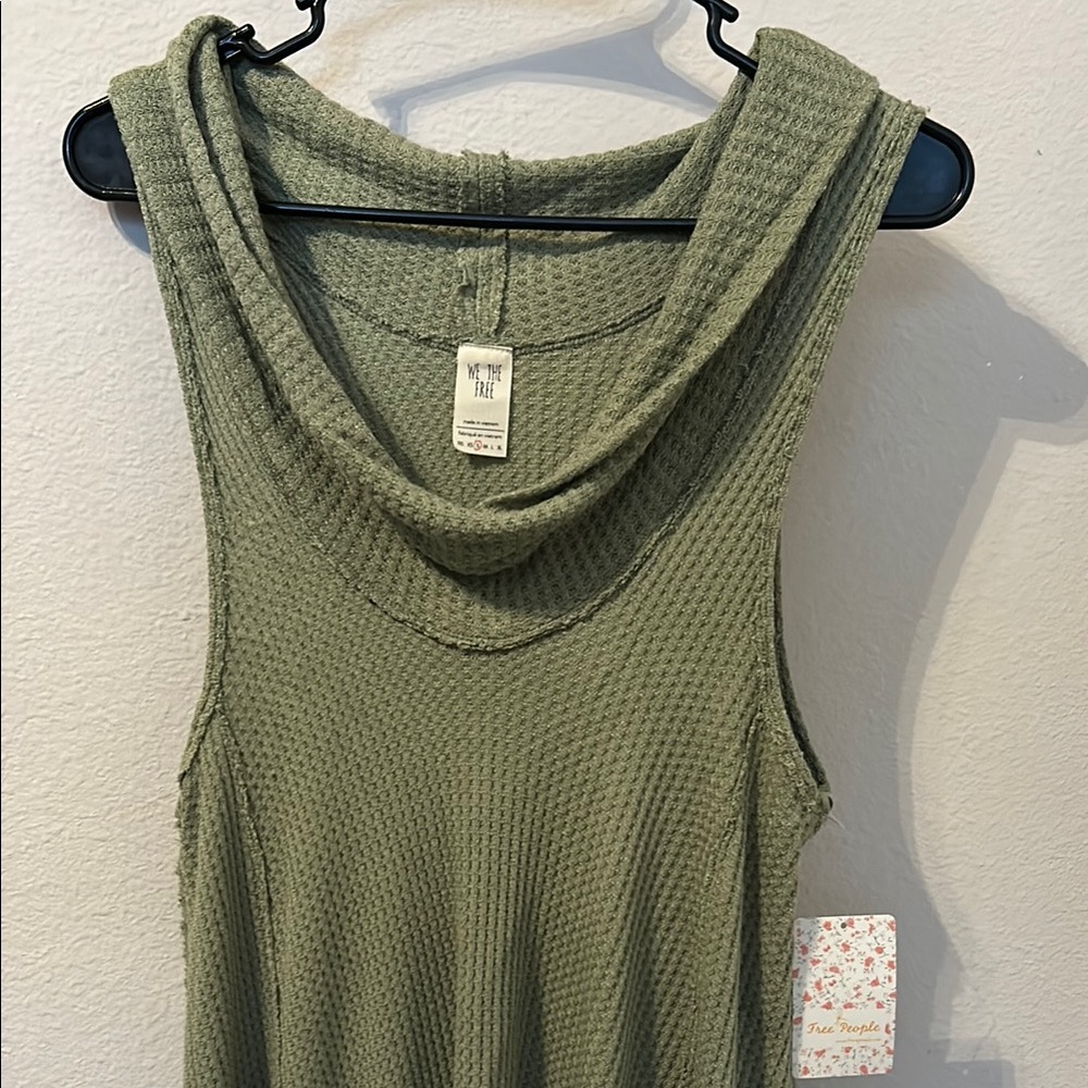 Free People Long Cowl Tank Olive Green Sleeveless Top